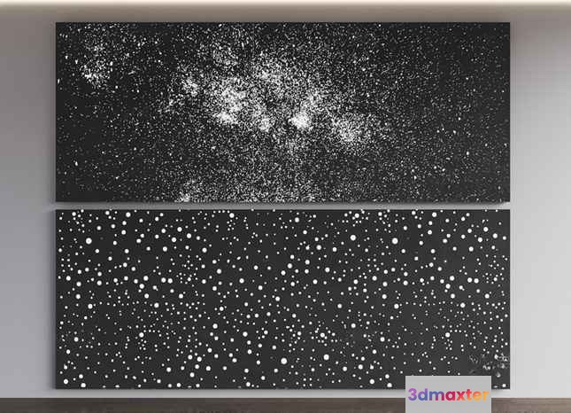 Modern Black And White Artwork 3D Model - 13346 - VRAY Render