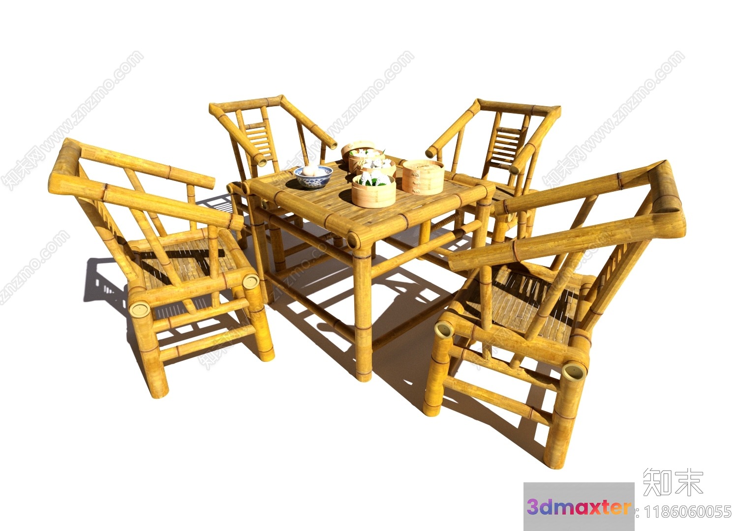 Rustic Bamboo Furniture 3D Model - 4355 - VRAY Render