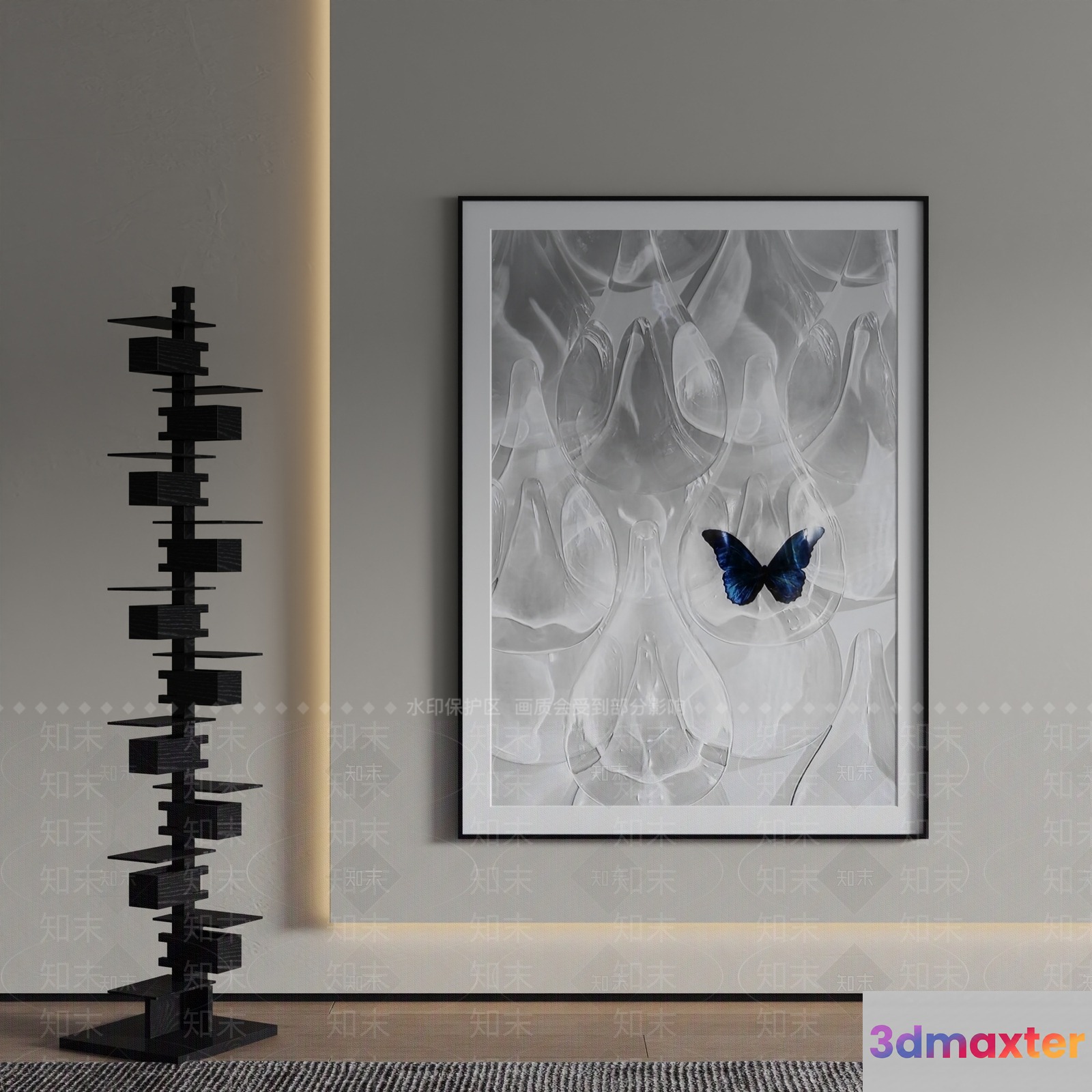 Modern Art Piece With A Butterfly 3D Model - 22535 - VRAY Render
