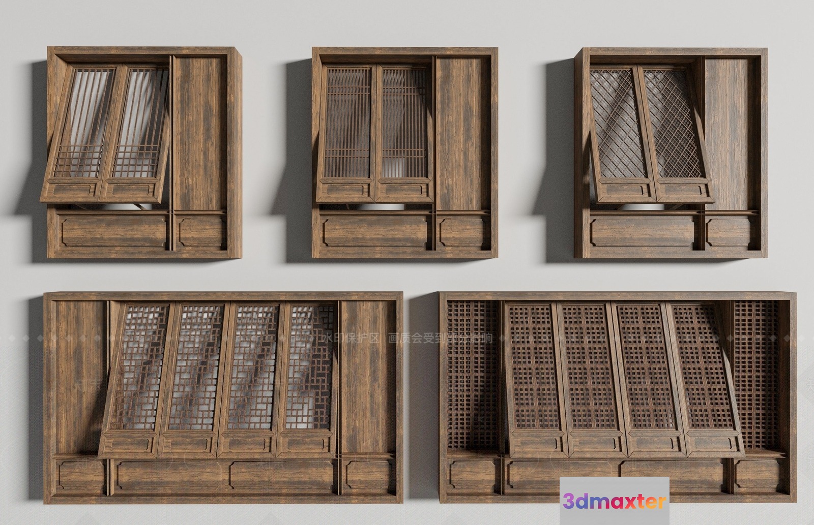 Rustic Wooden Shelves 3D Model - 2561 - VRAY Render