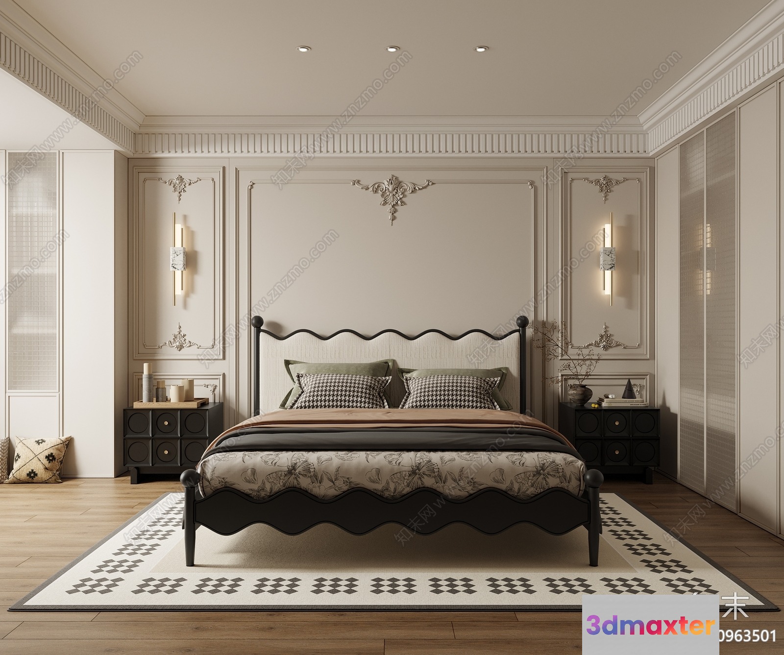 Cozy Bedroom 3D Model - 1103 - VRAY Render