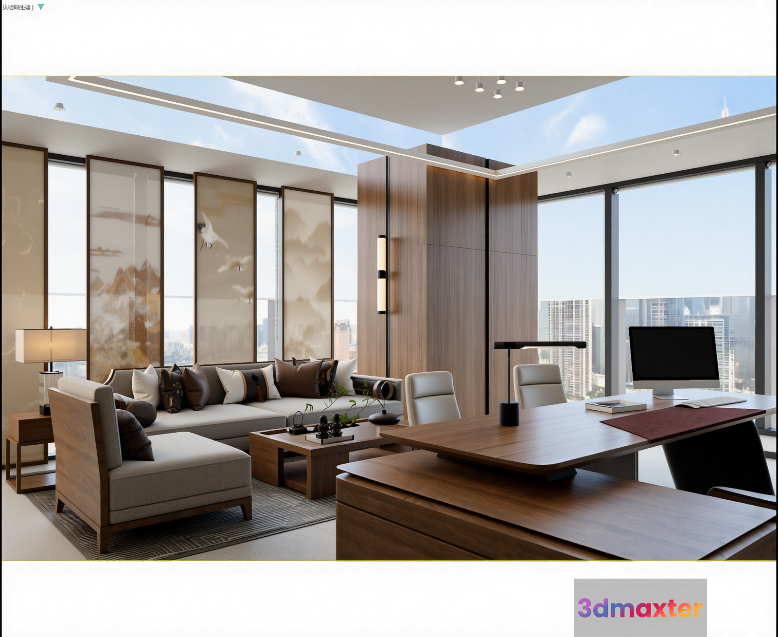 A Modern Office Space 3D Model - 7600 - VRAY Render