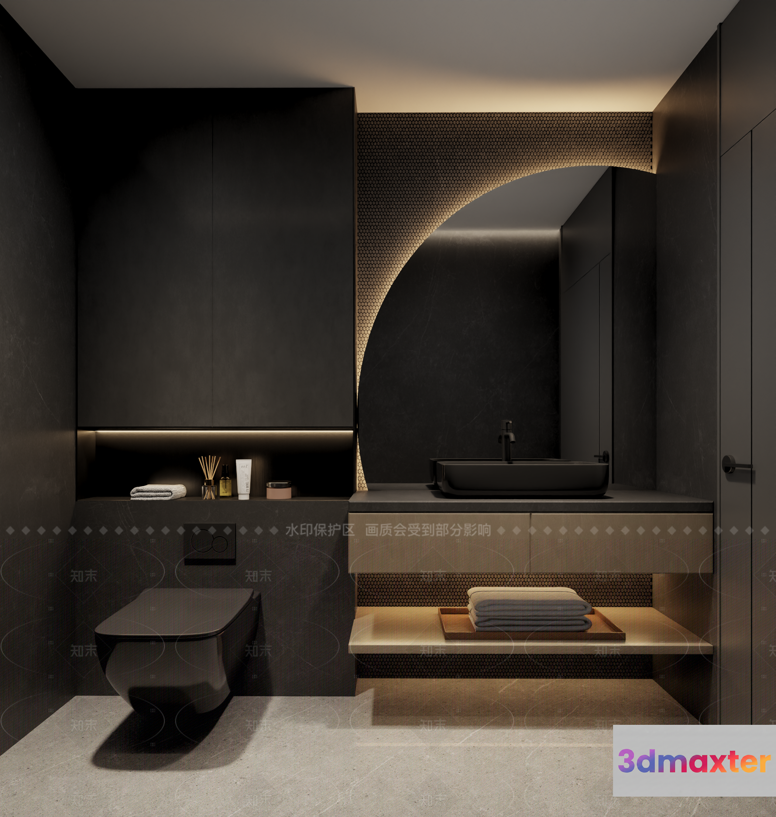 Modern Black Bathroom 3D Model - 755 - VRAY Render