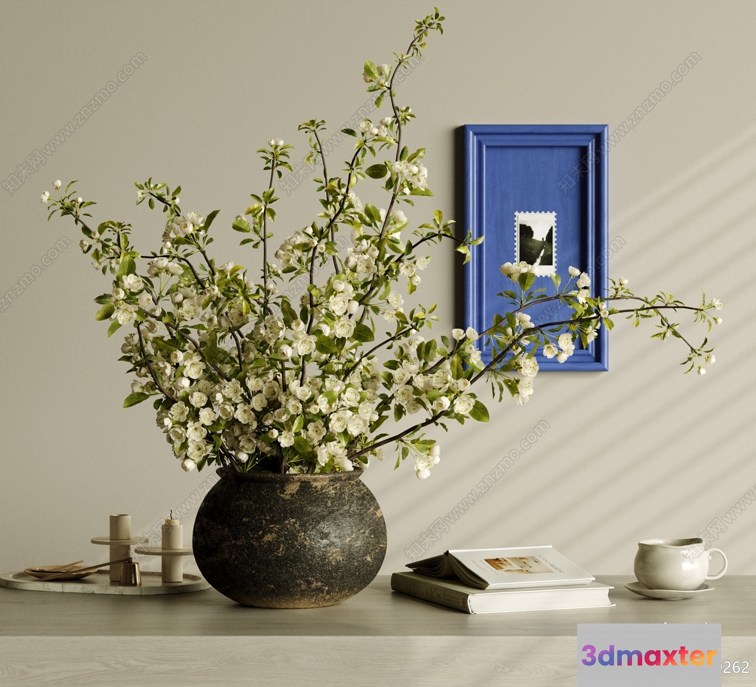 A Vase Of White Flowers 3D Model - 9556 - VRAY Render