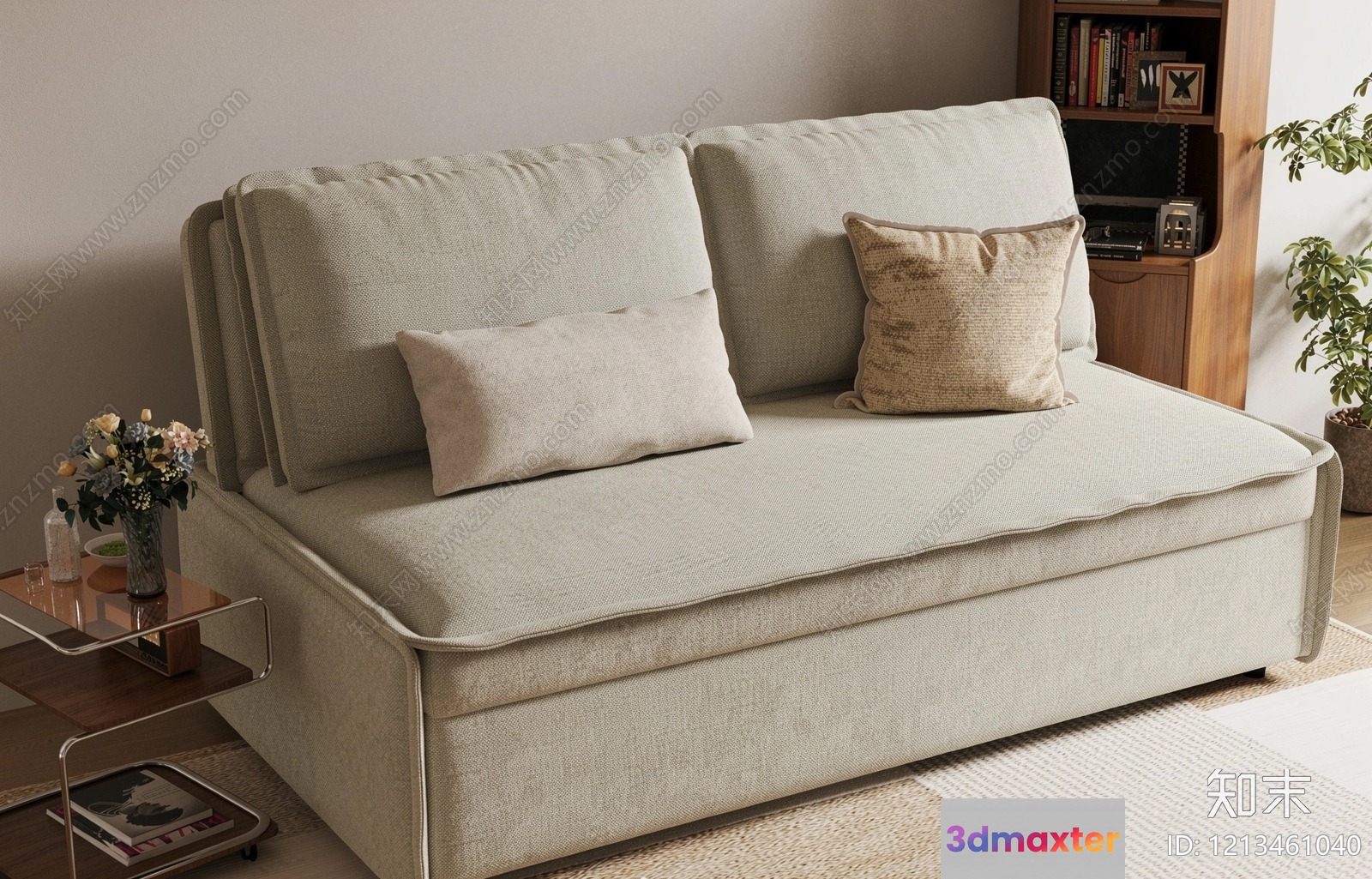 Modern Light Grey Sofa 3D Model - 17045 - VRAY Render