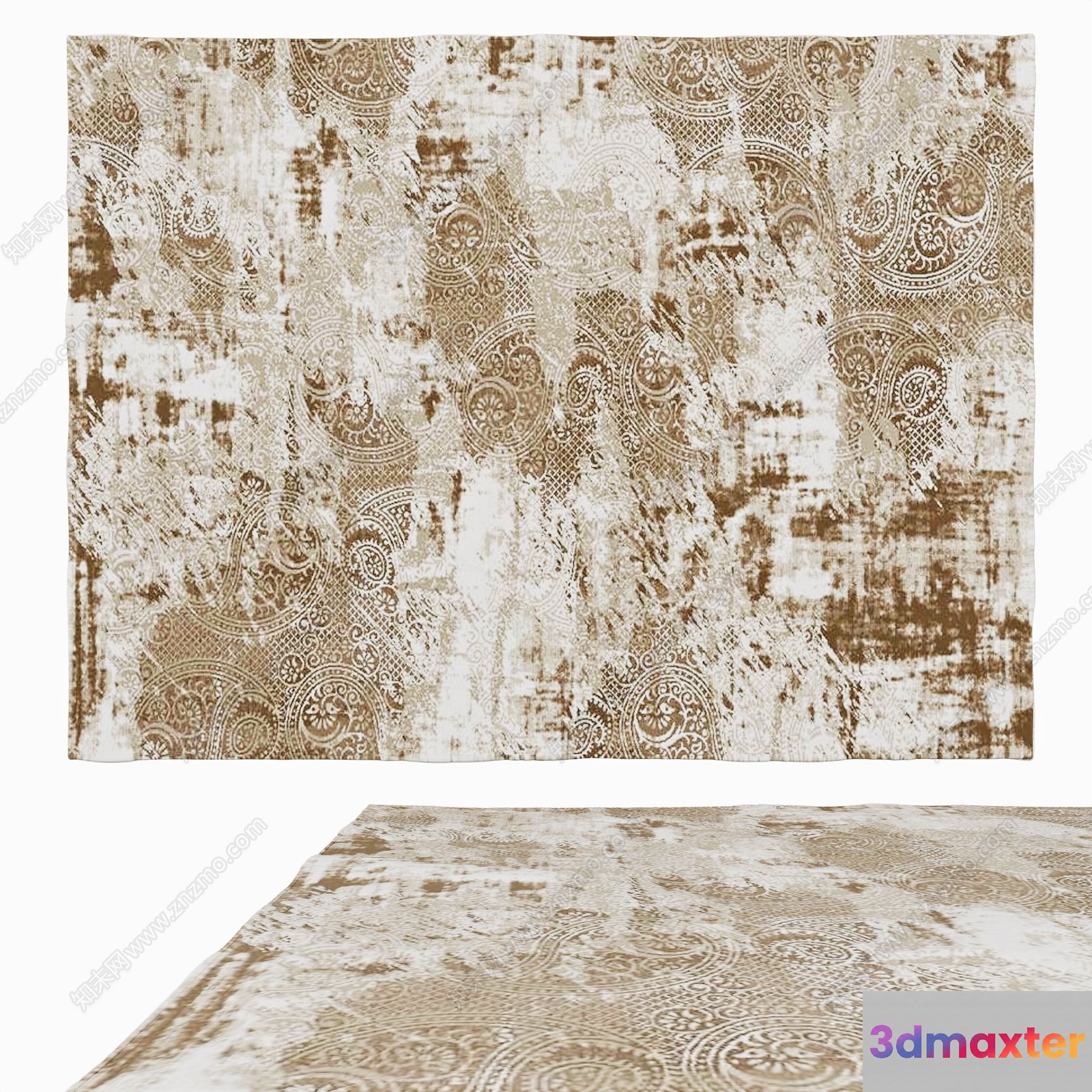 A Beige And Gold Rug 3D Model - 23646 - CORONA Render