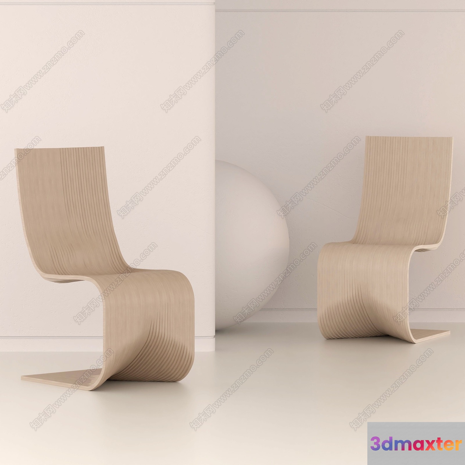 Modern Wood Chair 3D Model - 22152 - VRAY Render