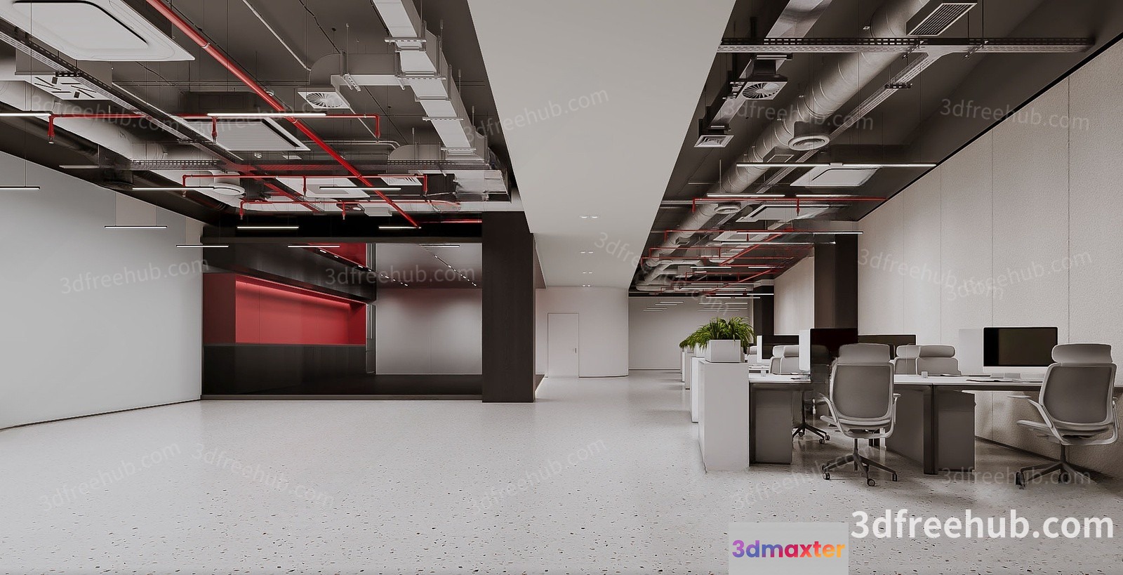 Modern Office Space 3D Model - 22645 - VRAY Render