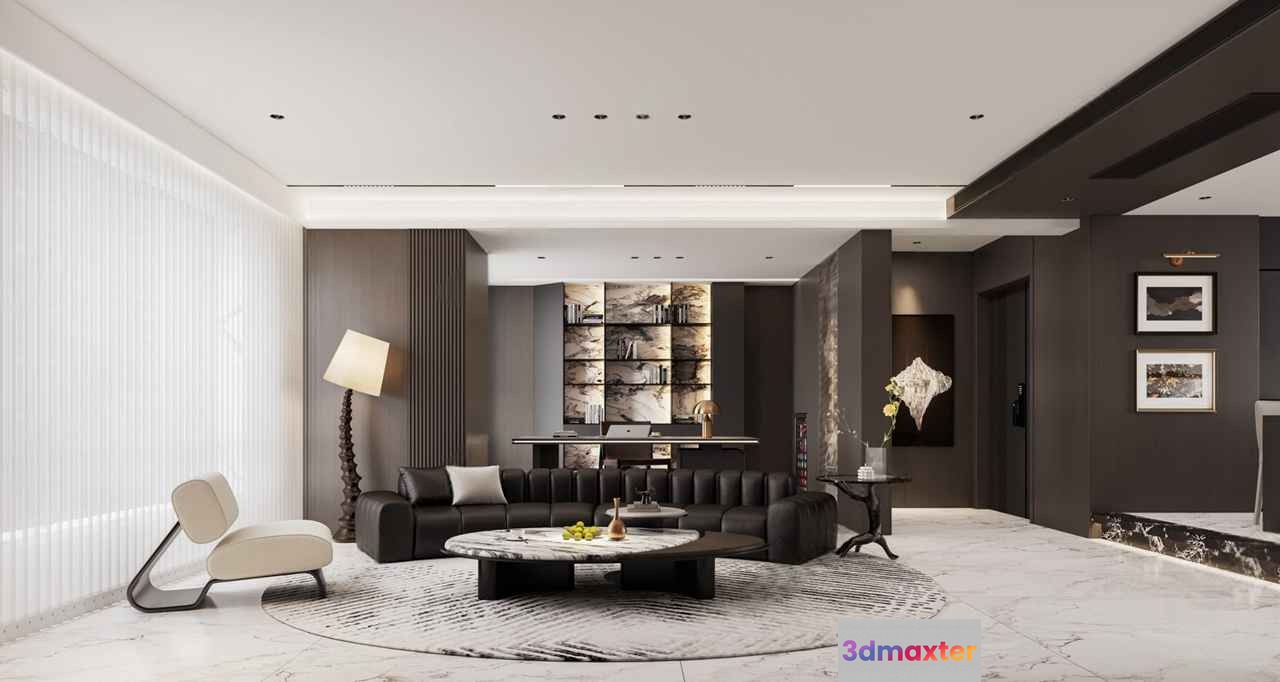 Modern Living Room 3D Model - 9085 - VRAY Render