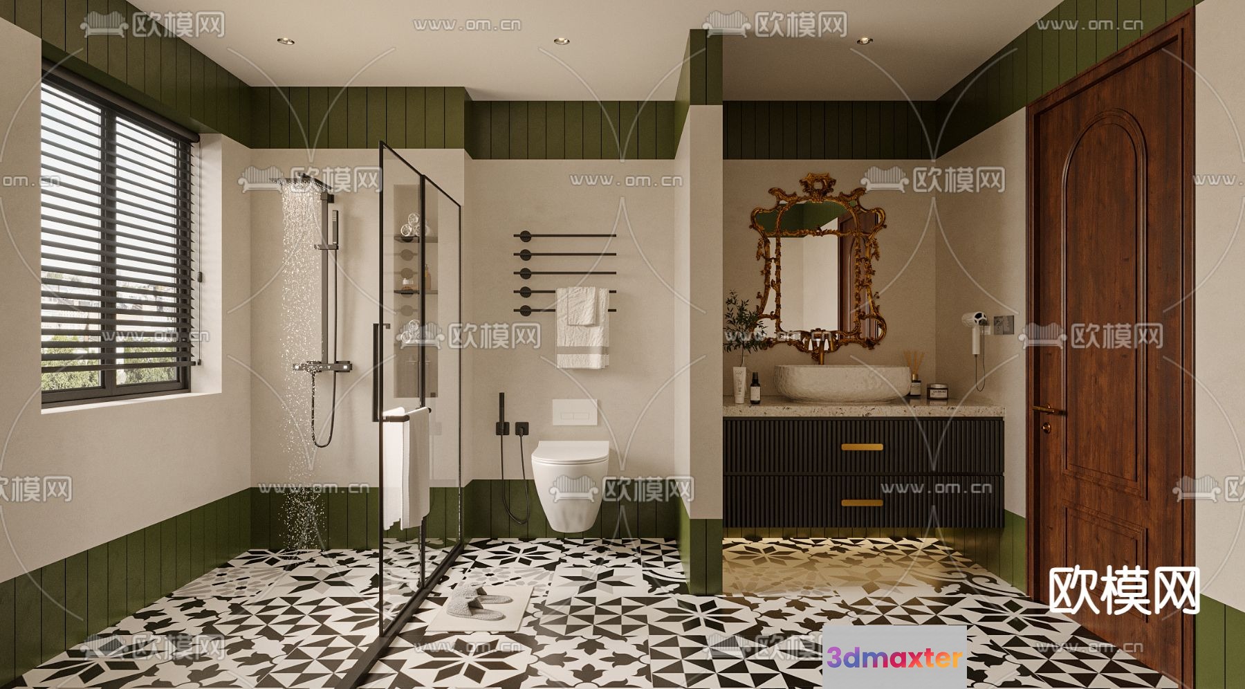 A Modern Bathroom 3D Model - 406 - VRAY Render