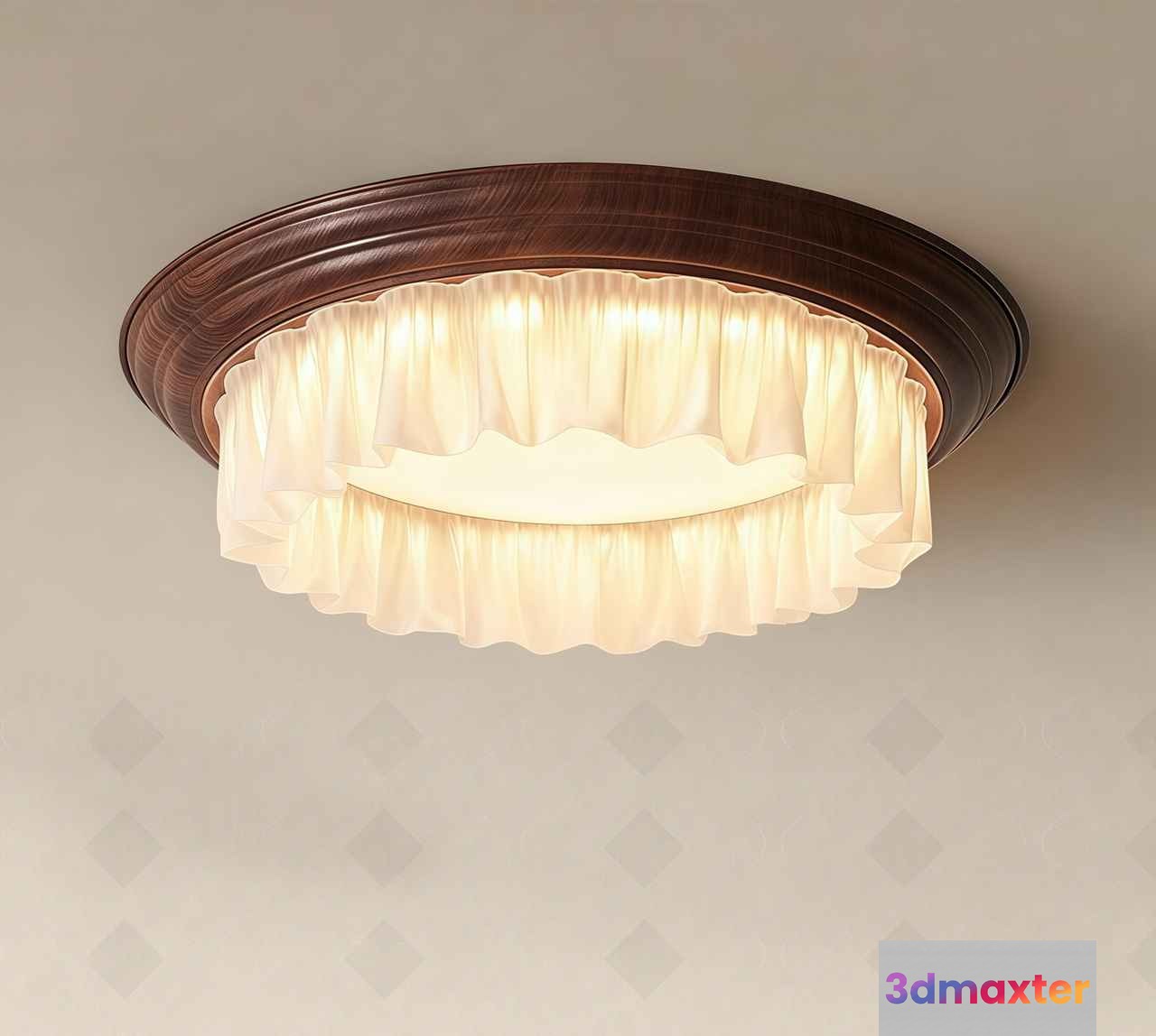 The Single Main Subject Is A Light Fixture With A White Ruffled Shade 3D Model - 13395 - VRAY Render