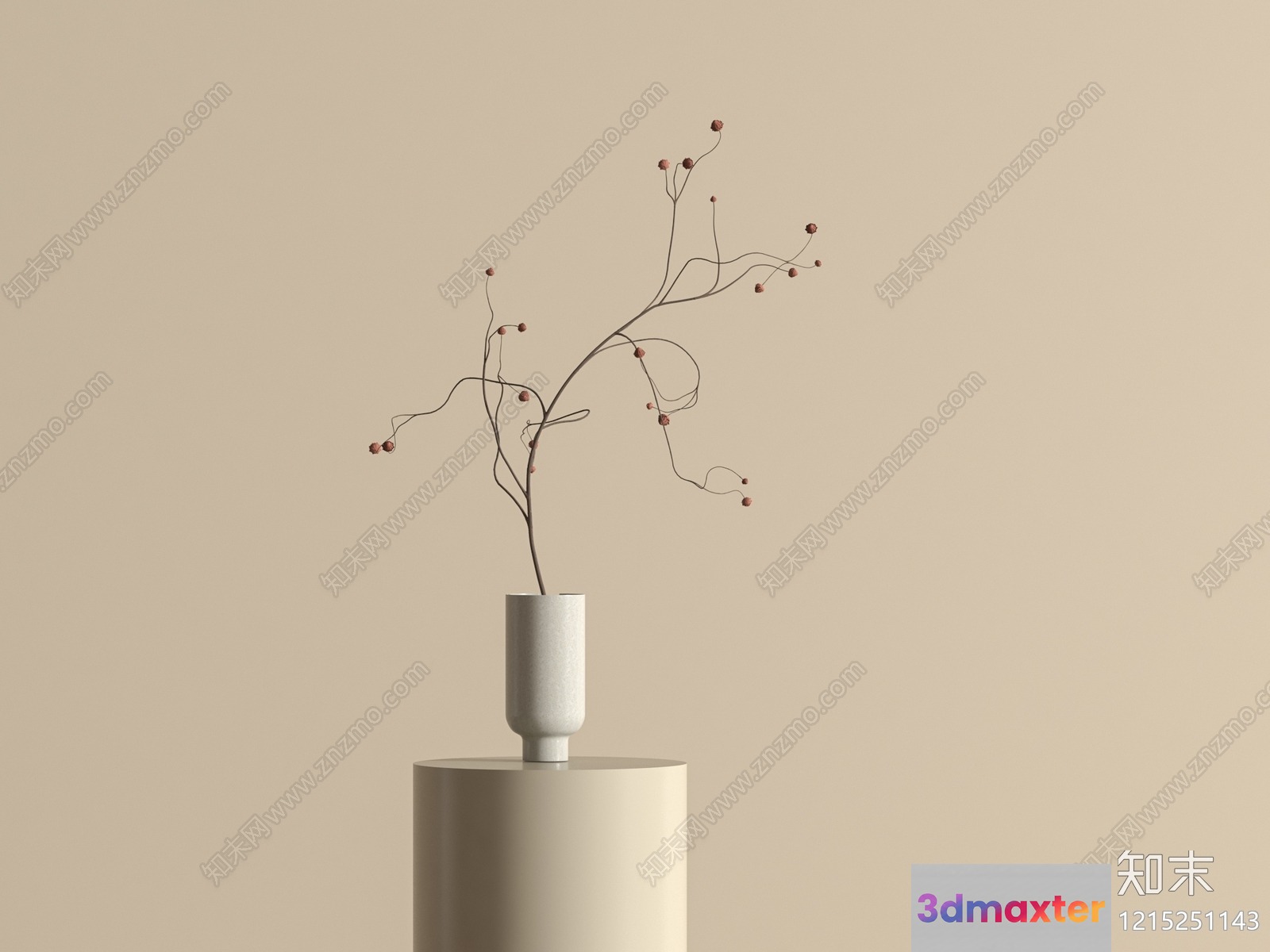 Minimalist White Vase 3D Model - 23056 - VRAY Render