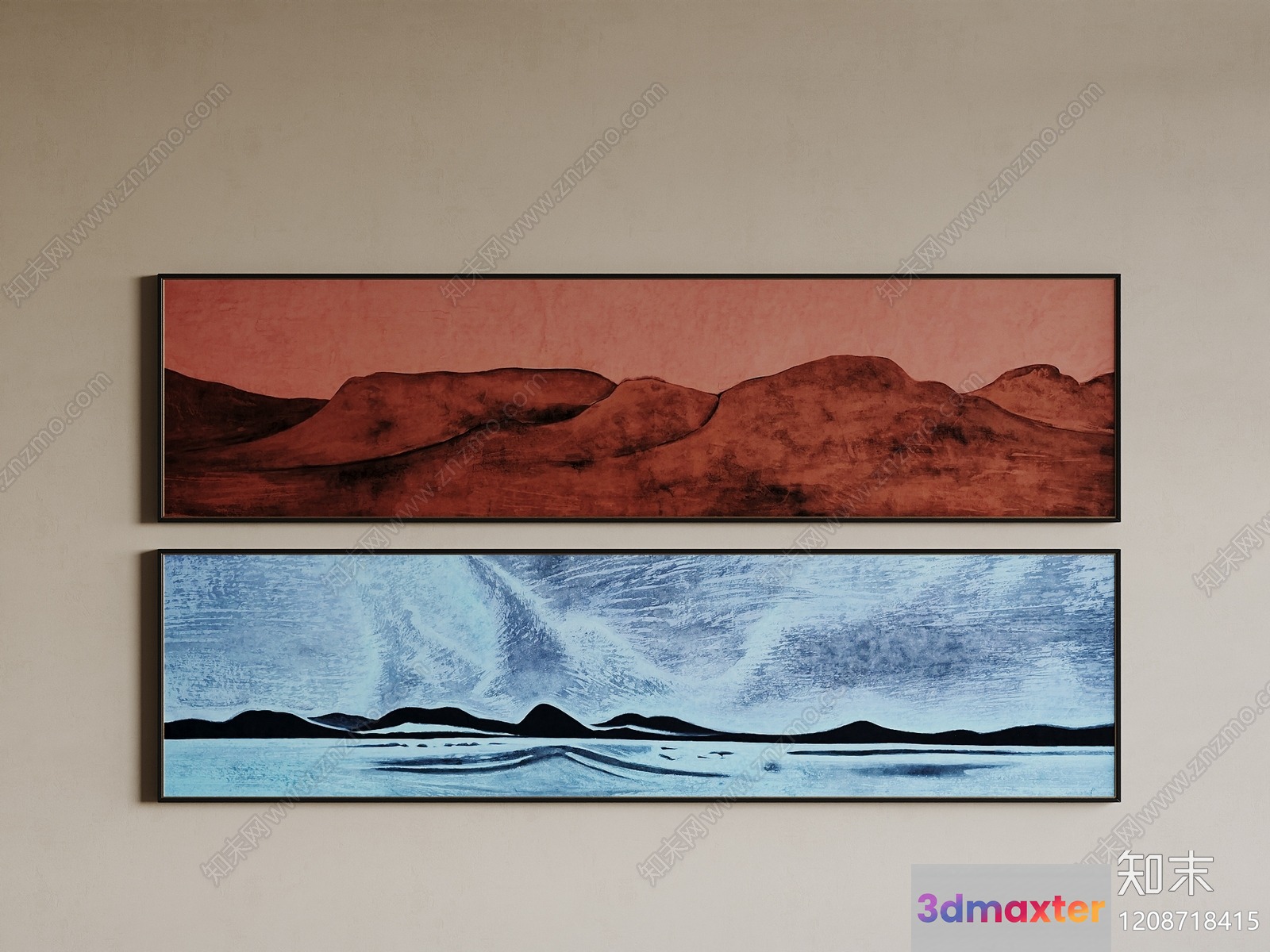 Two Landscape Paintings On A Wall 3D Model - 15003 - VRAY Render