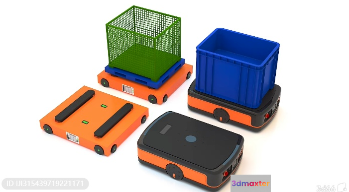 Orange And Black Storage Containers 3D Model - 6694 - VRAY Render