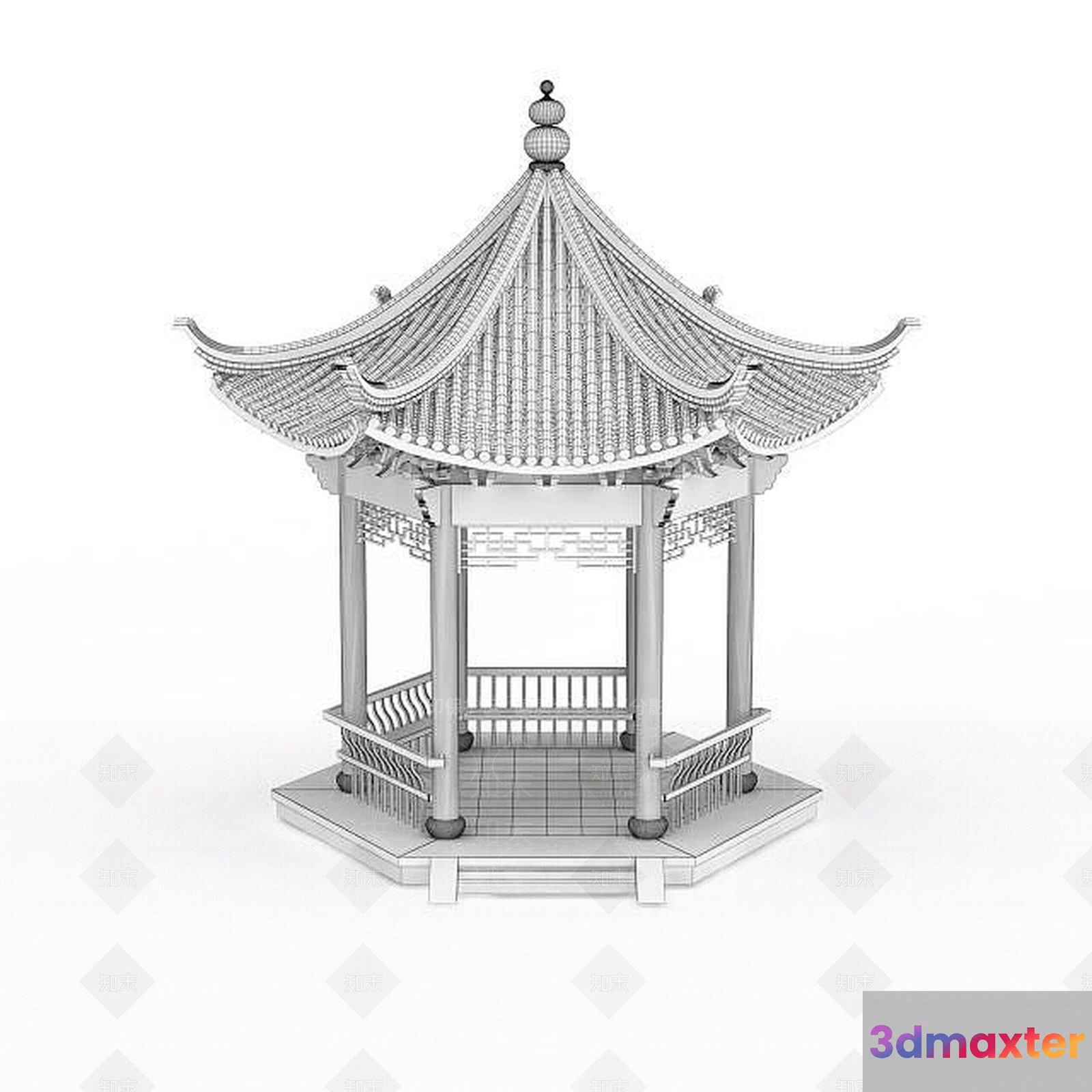 Traditional Asian Pavilion 3D Model - 9850 - VRAY Render
