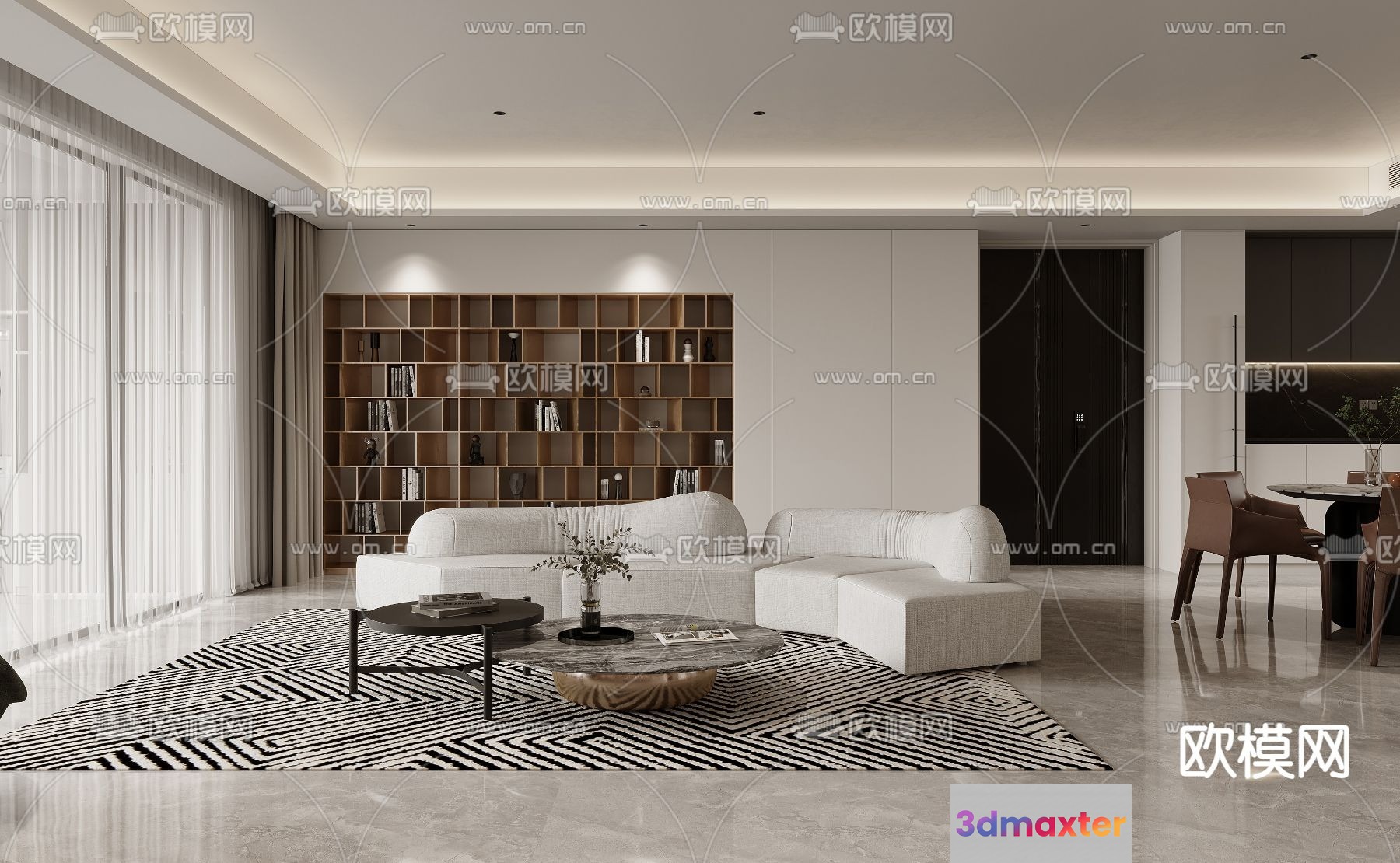 Modern Living Room 3D Model - 3753 - VRAY Render