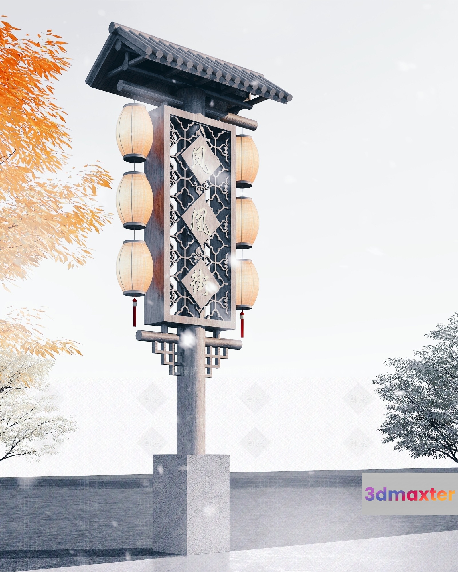 A Street Lamp 3D Model - 13453 - VRAY Render