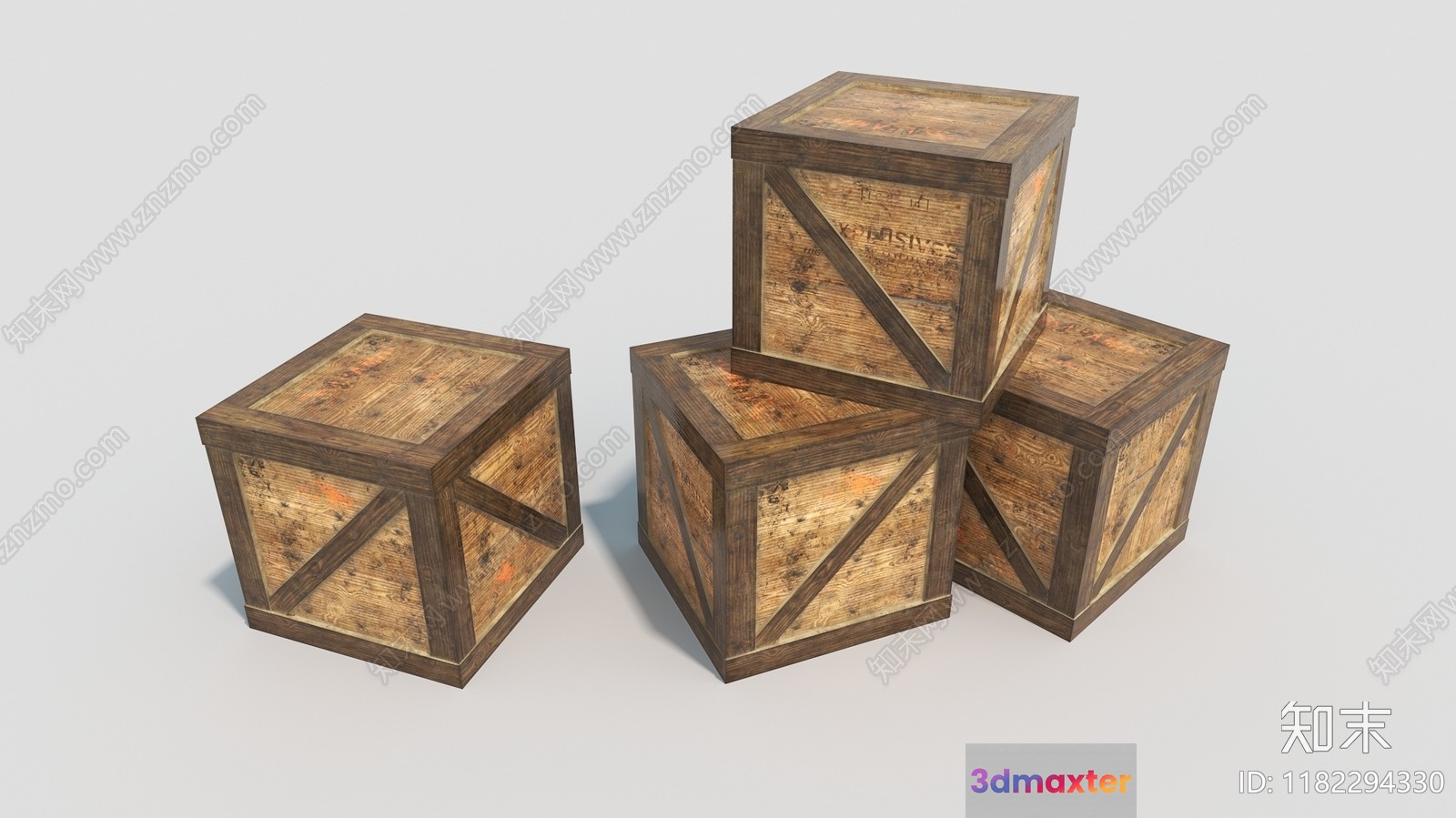 Three Wooden Crates 3D Model - 5472 - VRAY Render