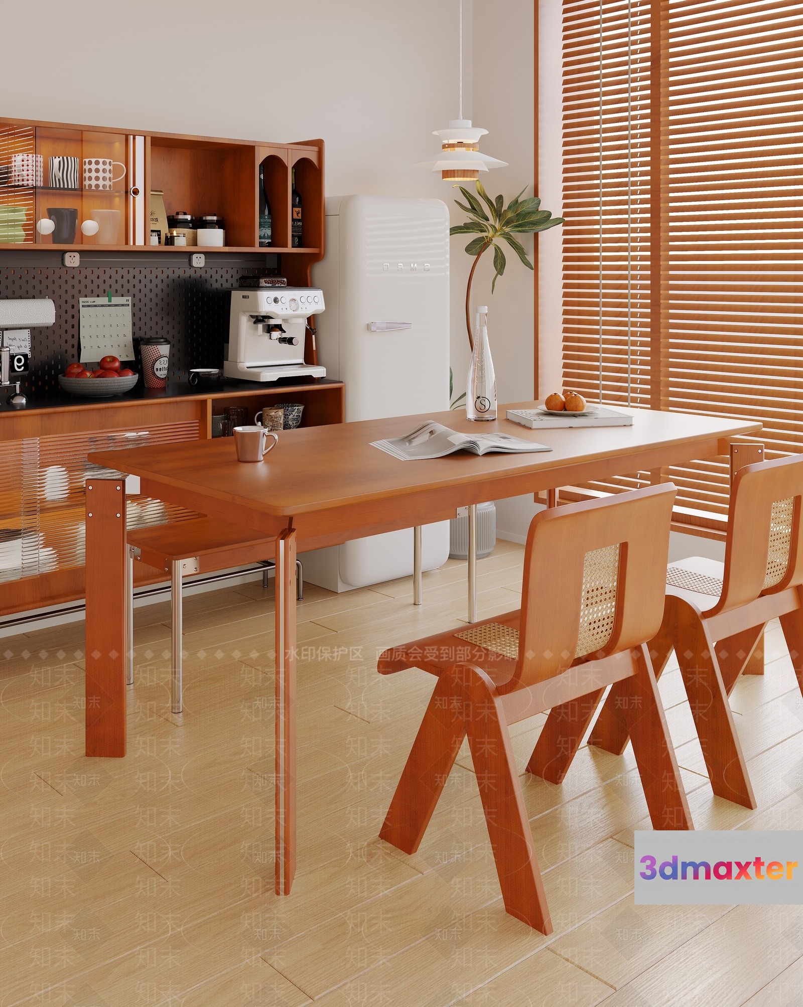 A Wooden Dining Table 3D Model - 13089 - VRAY Render