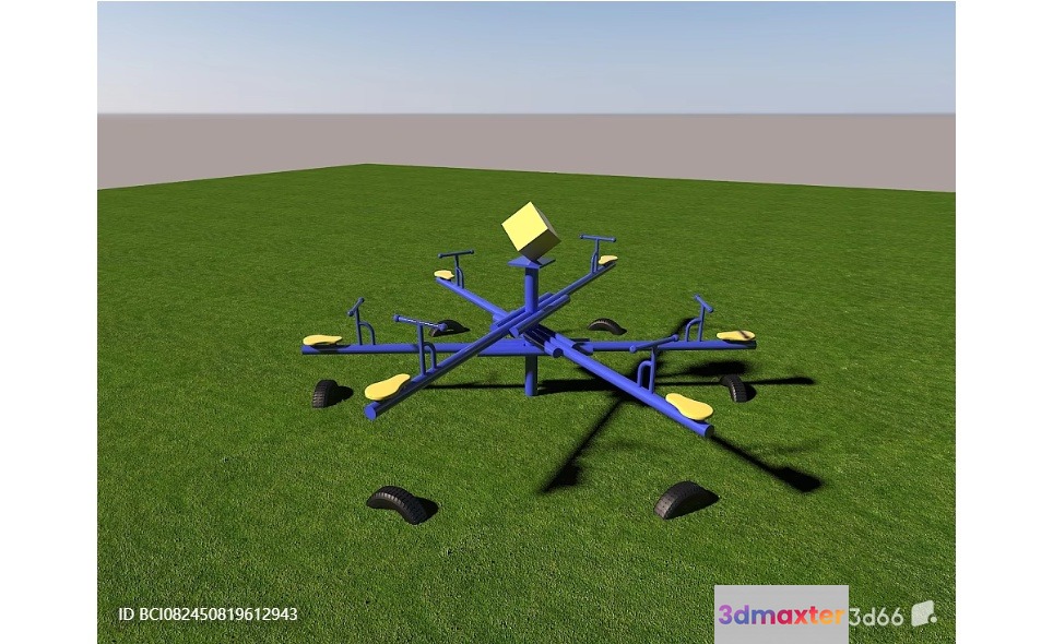 A Blue And Yellow Playground Structure 3D Model - 1896 - VRAY Render