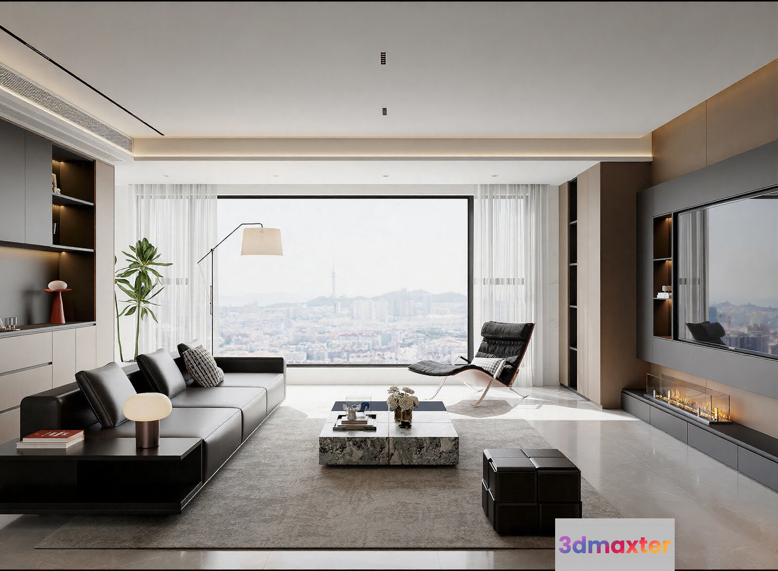 Modern Living Room 3D Model - 3047 - CORONA Render