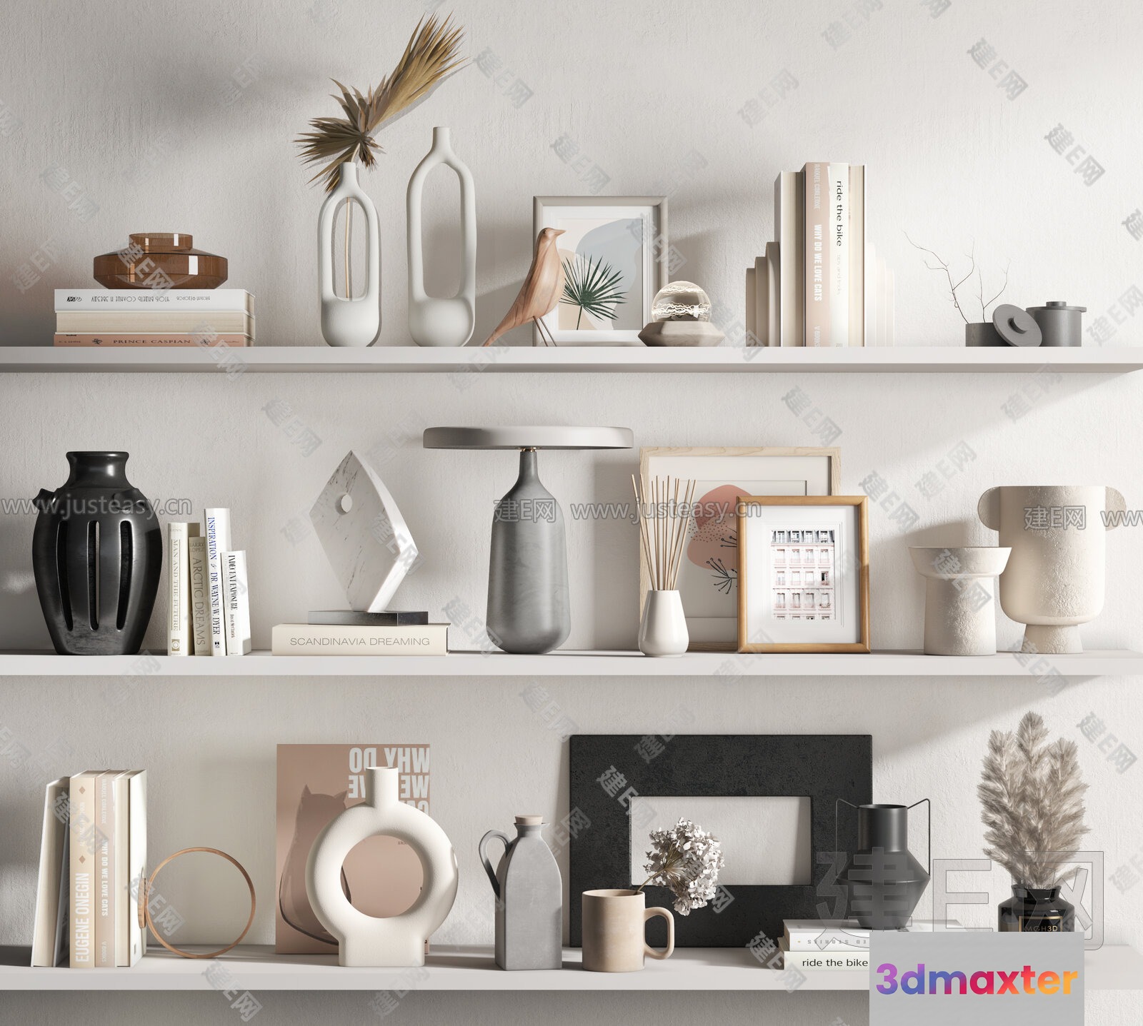 Modern Decorative Shelves 3D Model - 13649 - VRAY Render