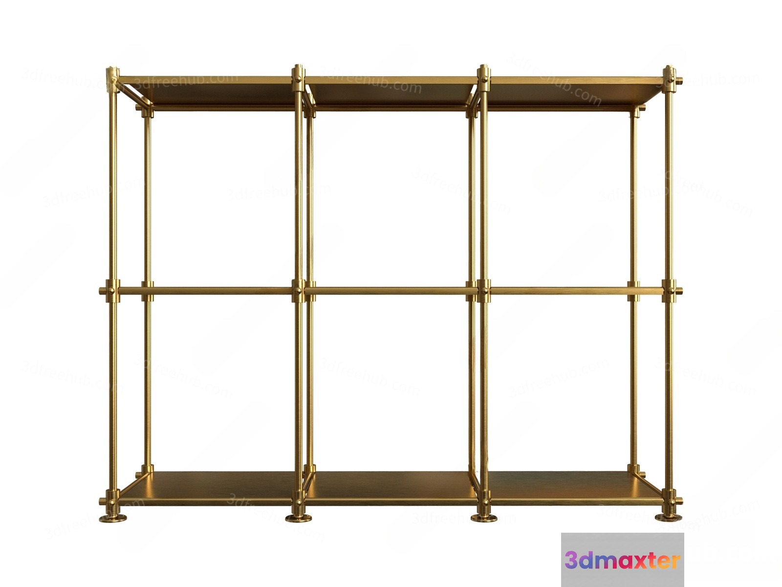 Gold Shelving Unit 3D Model - 9065 - VRAY Render