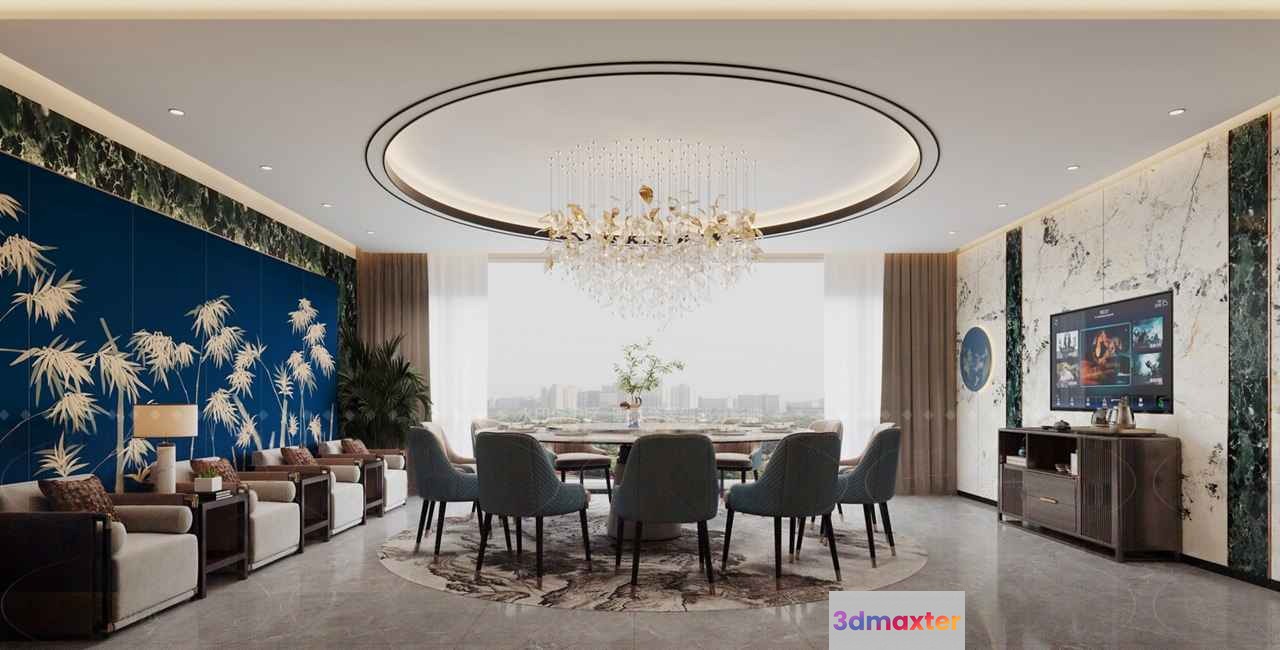 Modern Dining Room 3D Model - 9489 - VRAY Render