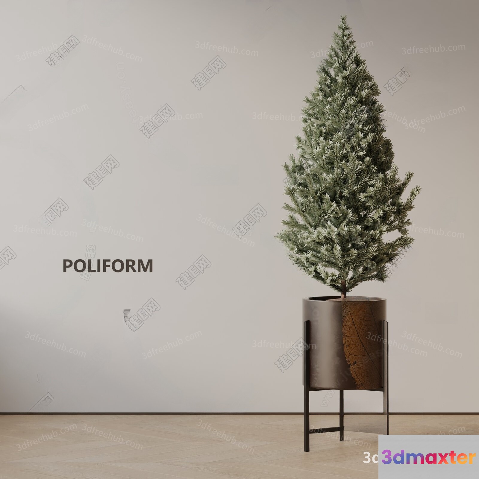 A Christmas Tree In A Pot 3D Model - 21084 - VRAY Render