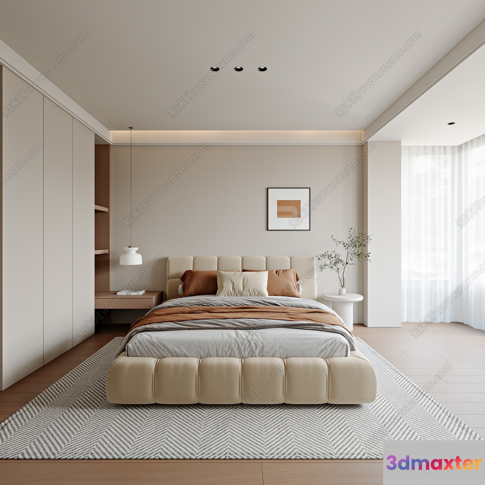 Cozy Modern Bedroom 3D Model - 2914 - VRAY Render