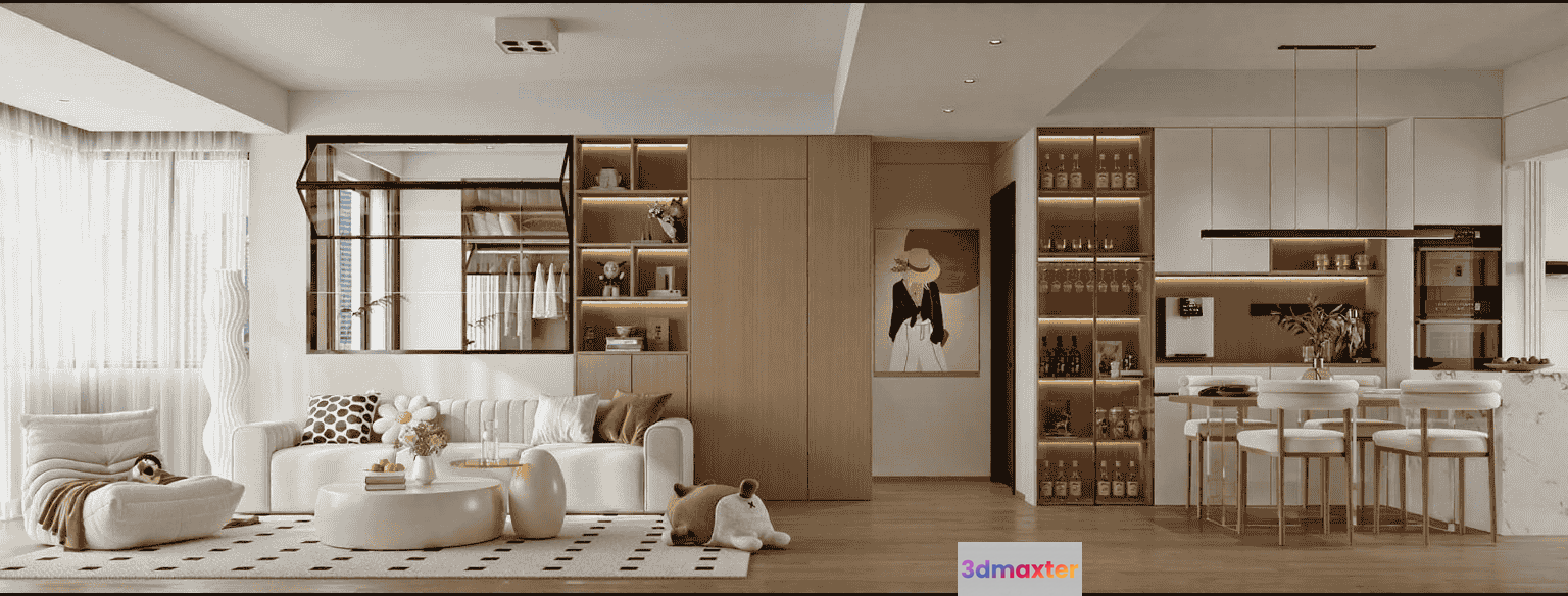 Modern Living Room 3D Model - 11917 - VRAY Render