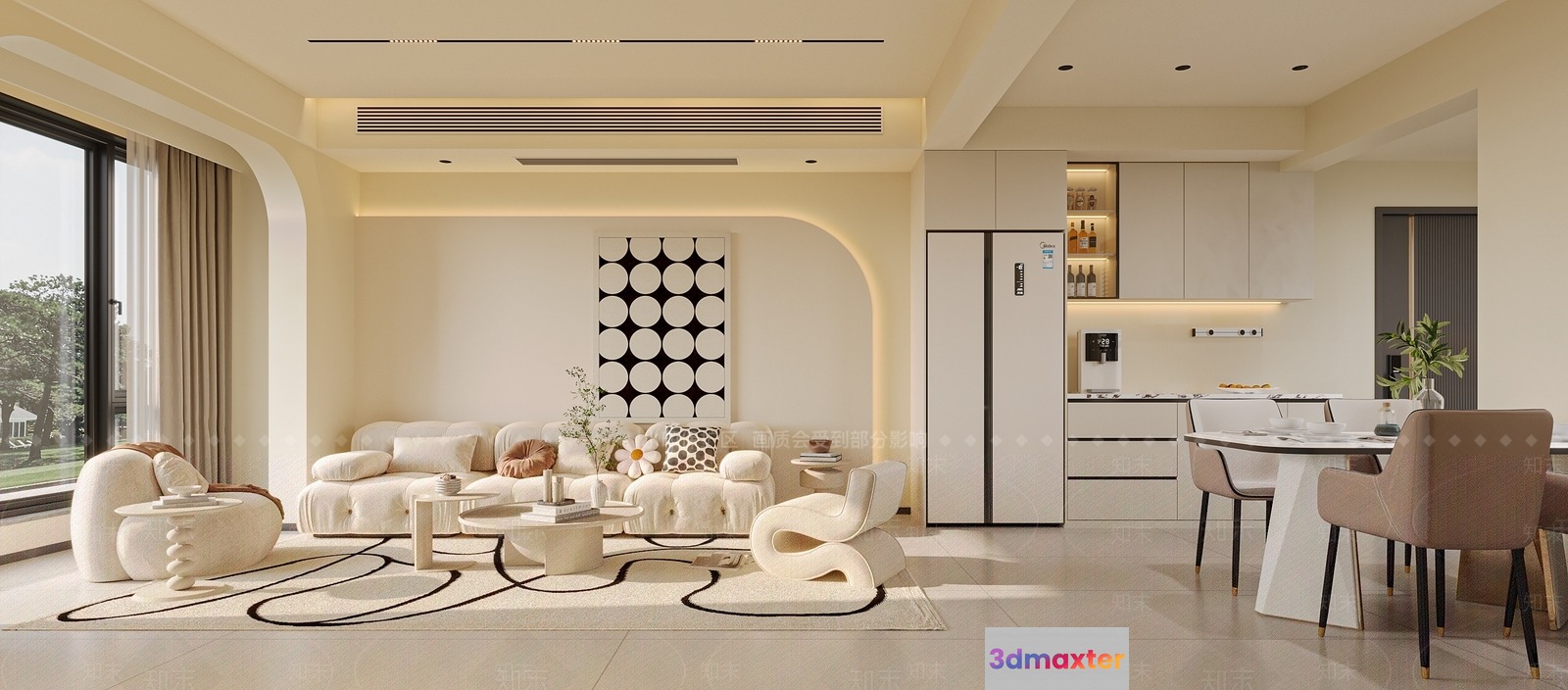 Modern Living Room 3D Model - 3790 - VRAY Render