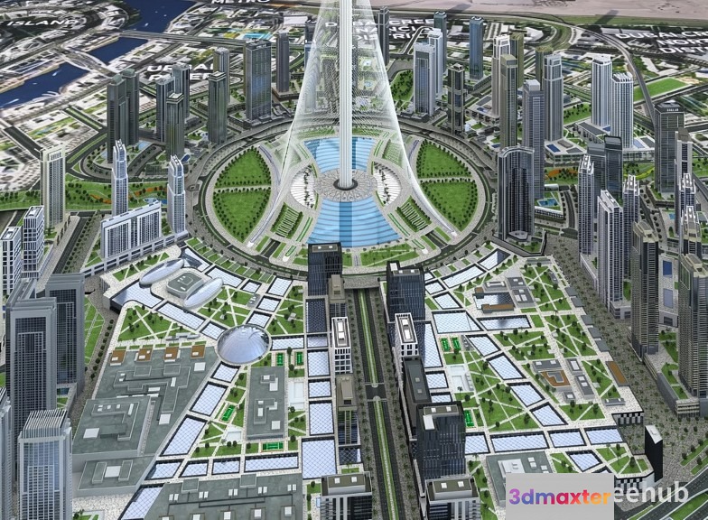 The Main Subject Is A Large Cityscape 3D Model - 3078 - VRAY Render