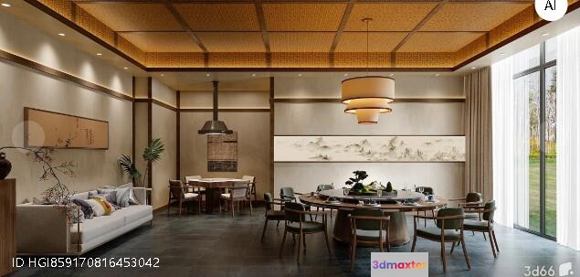 Modern Dining Room 3D Model - 13827 - CORONA Render