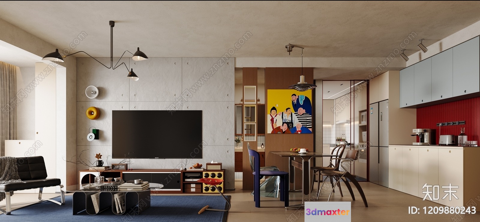 Modern Living Room 3D Model - 225 - VRAY Render