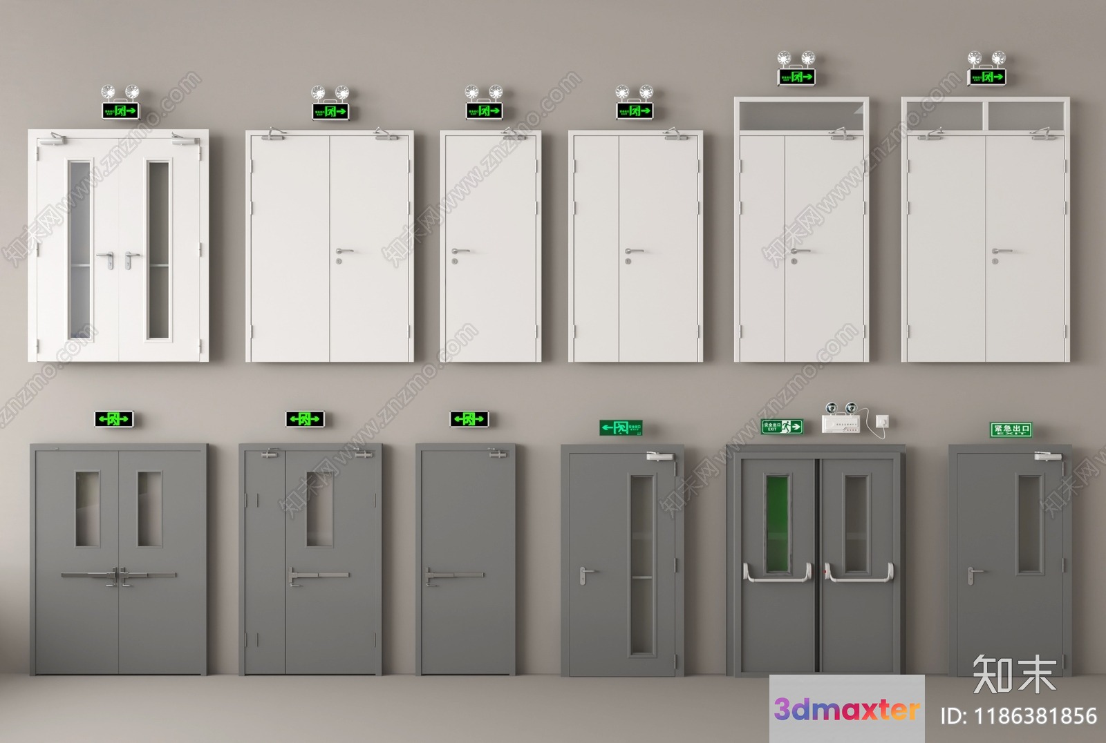 White Fire Doors 3D Model - 2627 - VRAY Render