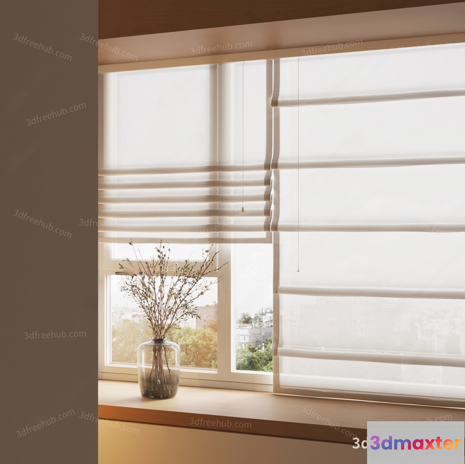 A Window With Blinds 3D Model - 18965 - VRAY Render