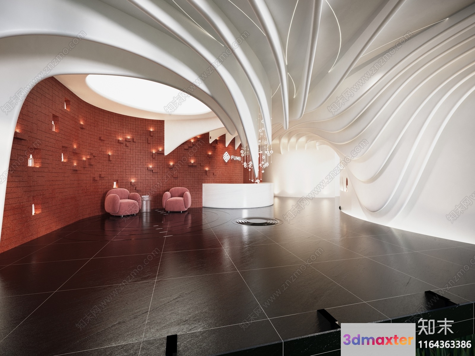 Modern Reception Area 3D Model - 1400 - CORONA Render