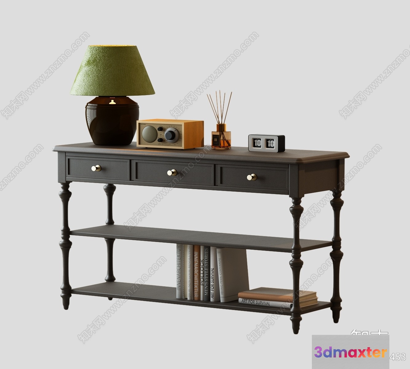 A Console Table With A Shelf 3D Model - 4726 - VRAY Render
