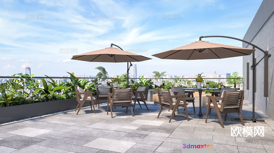 Outdoor Dining Area 3D Model - 1222 - VRAY Render