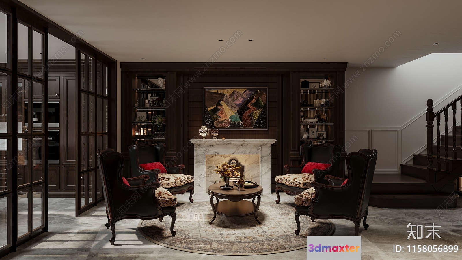 Traditional Living Room 3D Model - 11846 - VRAY Render