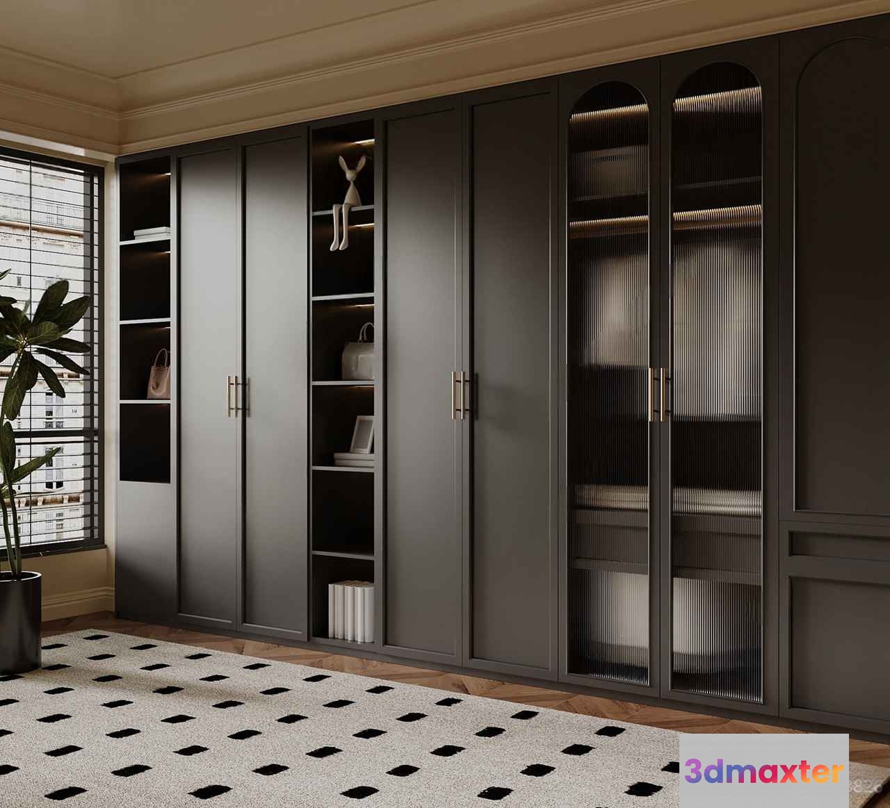 A Large Gray Cabinet 3D Model - 12506 - VRAY Render