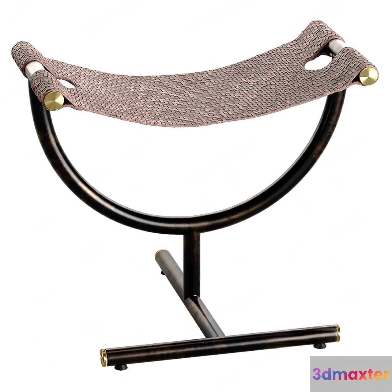 A Low Stool With A Woven Seat And Metal Legs 3D Model - 4185 - CORONA Render