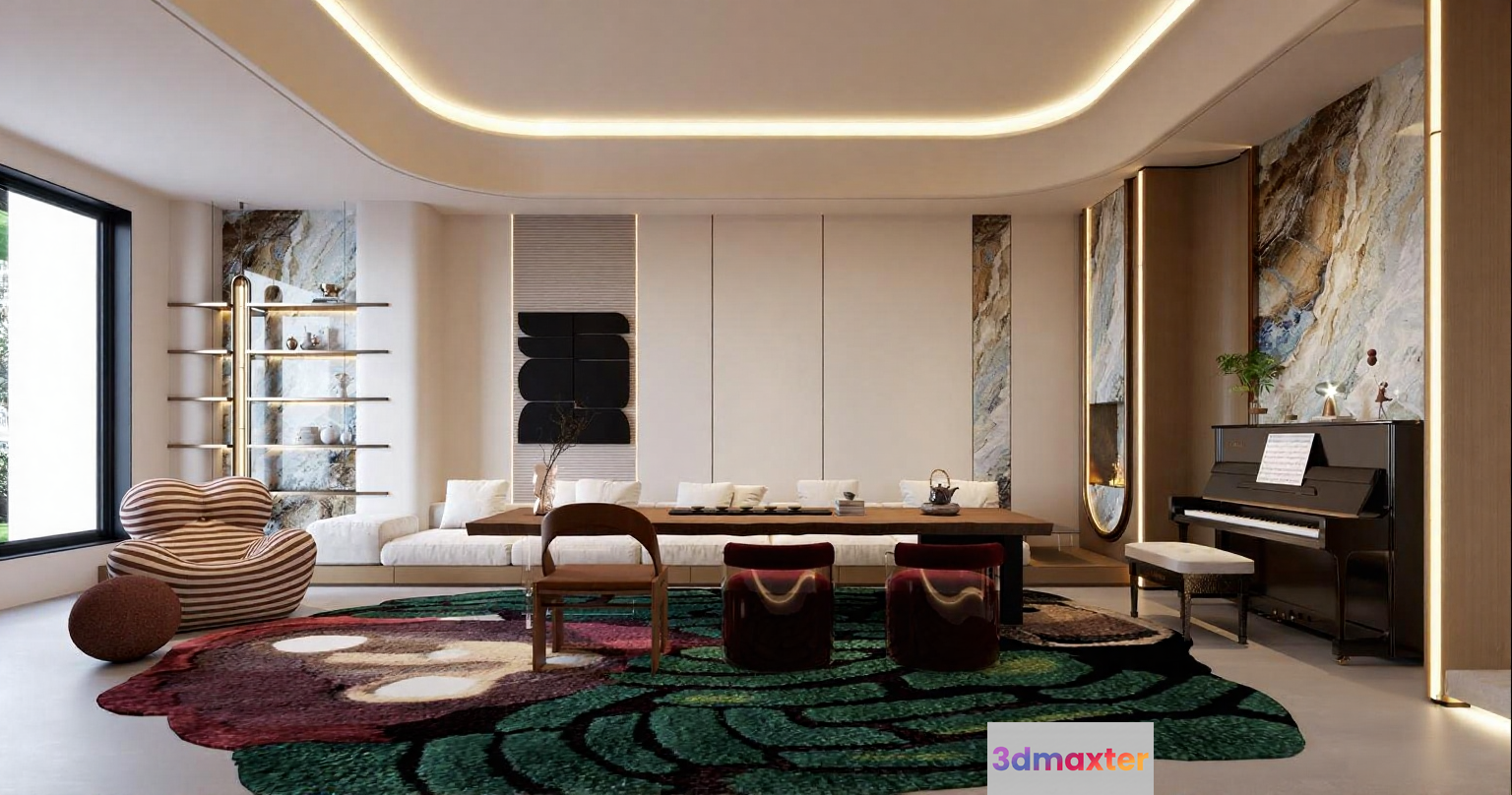 Modern Living Room 3D Model - 3567 - VRAY Render