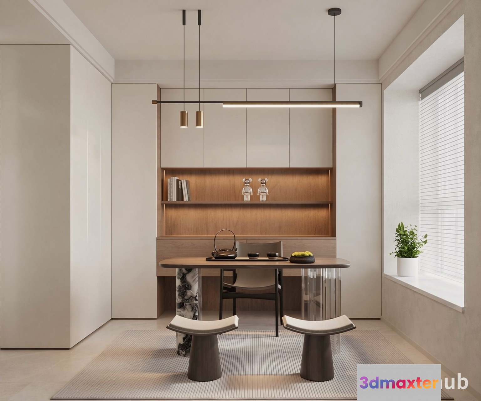 Modern Minimalist Dining Room 3D Model - 20213 - VRAY Render