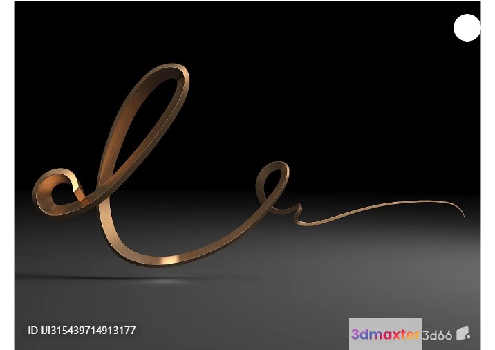 Gold Cursive Script 3D Model - 3997 - VRAY Render