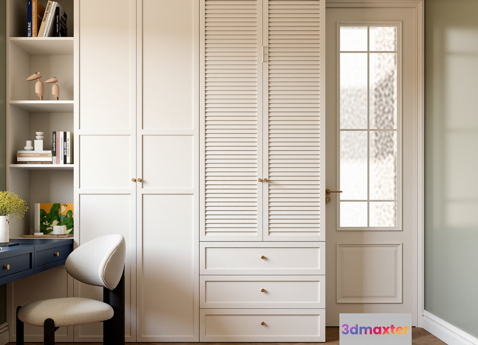 White Wardrobe Closet 3D Model - 23082 - VRAY Render
