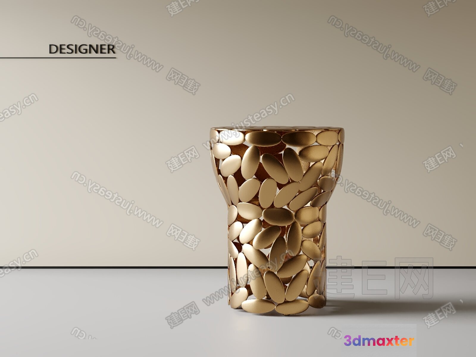 Gold And Tan Vase 3D Model - 13330 - VRAY Render