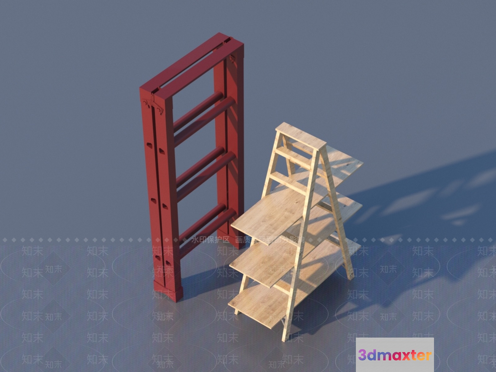 The Main Subject Is A Wooden Shelf With Multiple Levels 3D Model - 20417 - VRAY Render