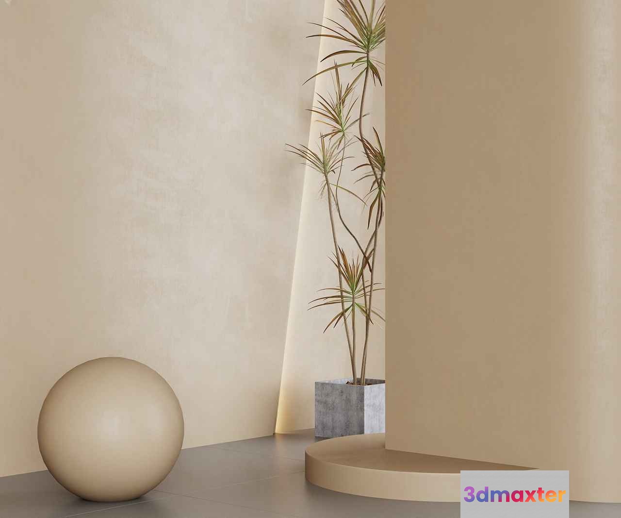 A Beige Sphere 3D Model - 12618 - CORONA Render